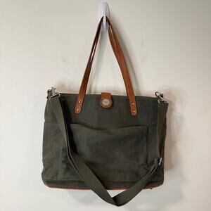 Mom Kindness Diaper Bag Tote Purse Canvas Dark Green Brown